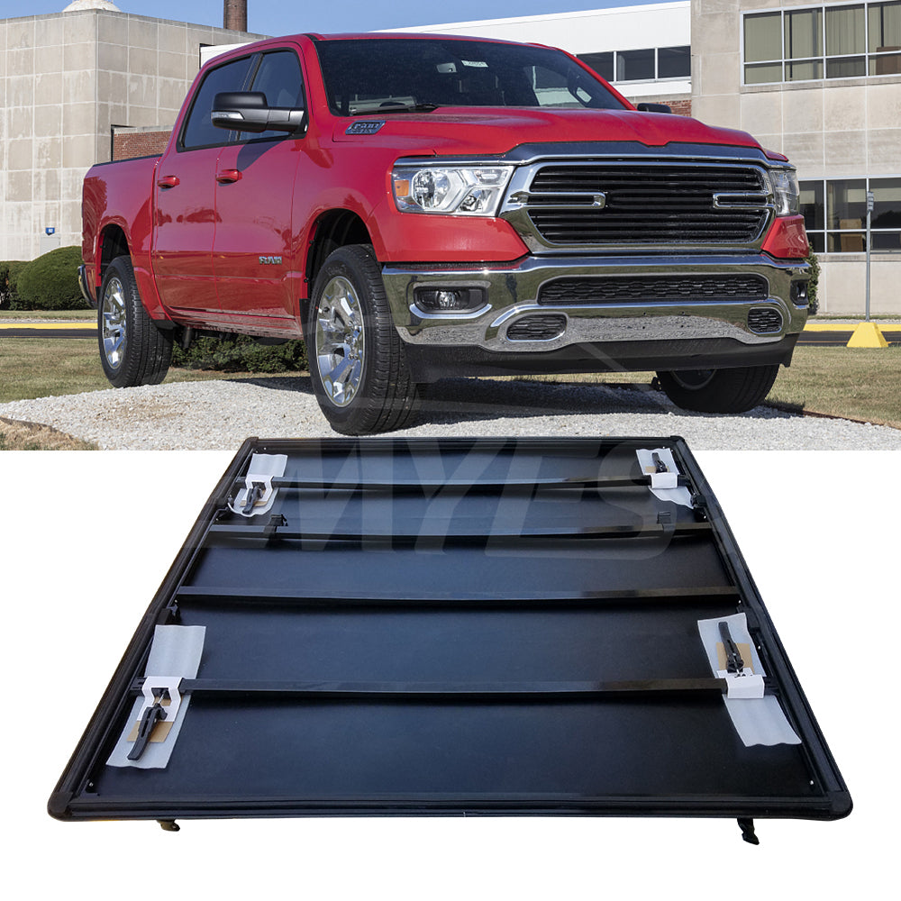 Tri-Fold Soft Folding Truck Bed Tonneau Cover Fits 2009-2022 Dodge Ram 1500/1500 RamBox 5.5' Bed