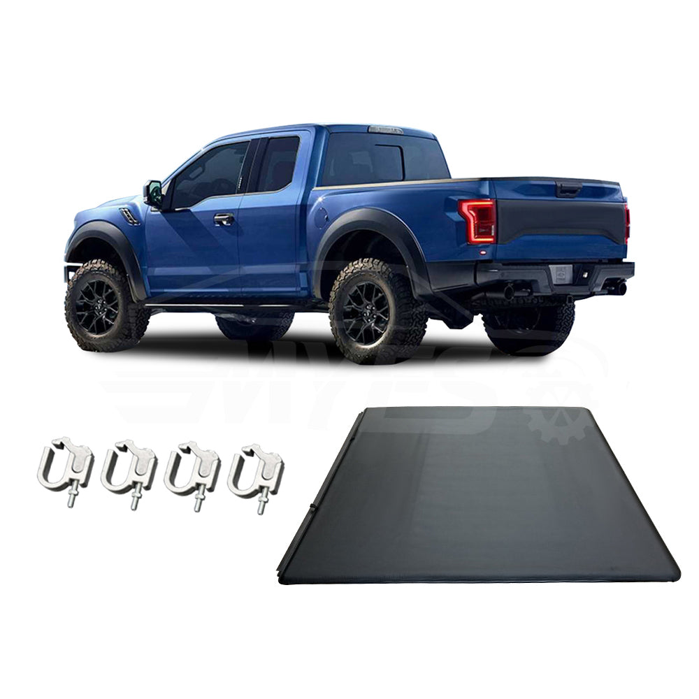 Waterproof Roll Up Tonneau Cover Soft Pickup Bed Cover For Ford F-150 F-250 F-350 5FT 6.5 FT 6.75FT